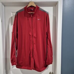 Vtg Y2K Nike Jacket Mens 3XL Red Full Zip Track Embroidered‎ Warm Up Training